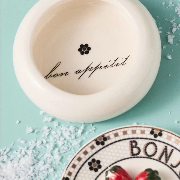 Anthropologie tiny trinket box Bonjour with Croissant and Strawberry Design - Picture 3 of 3